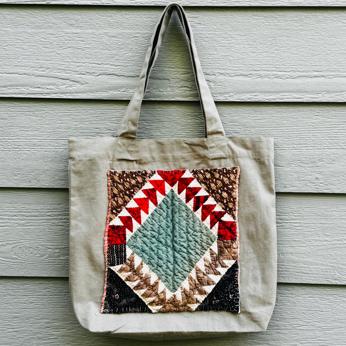 Quilted Green Canvas Tote #2