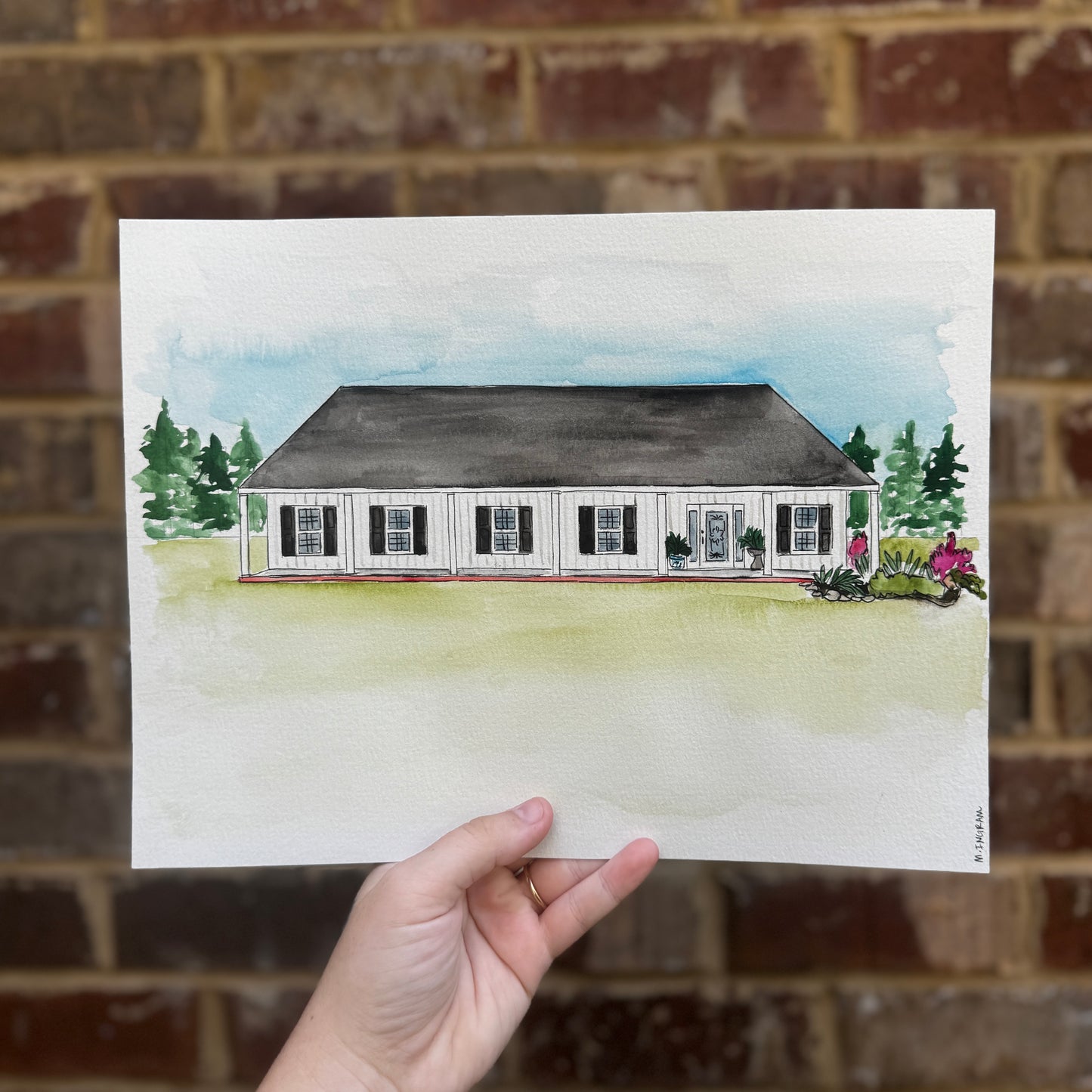 Custom House Watercolor 5x7