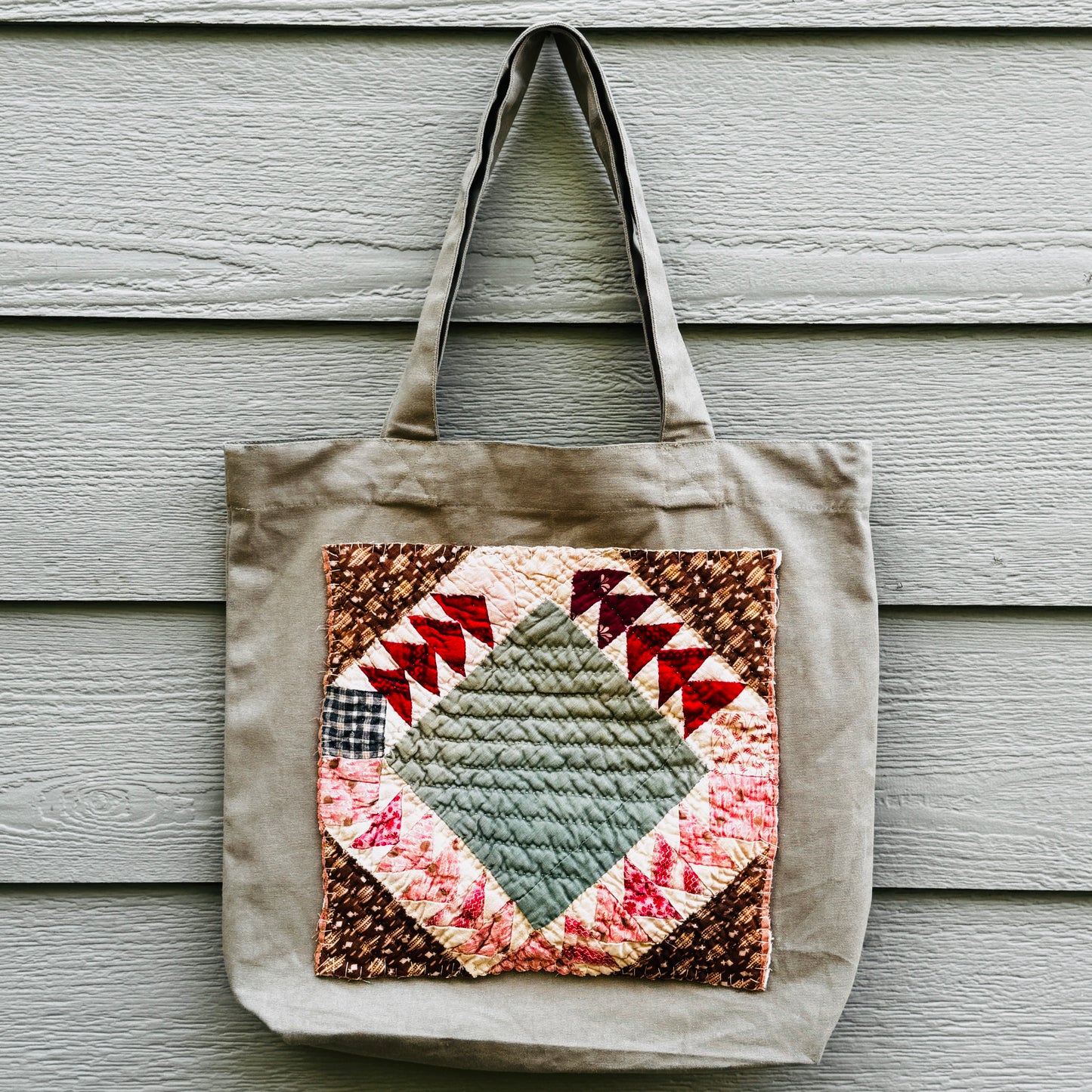 Quilted Green Canvas Tote #3