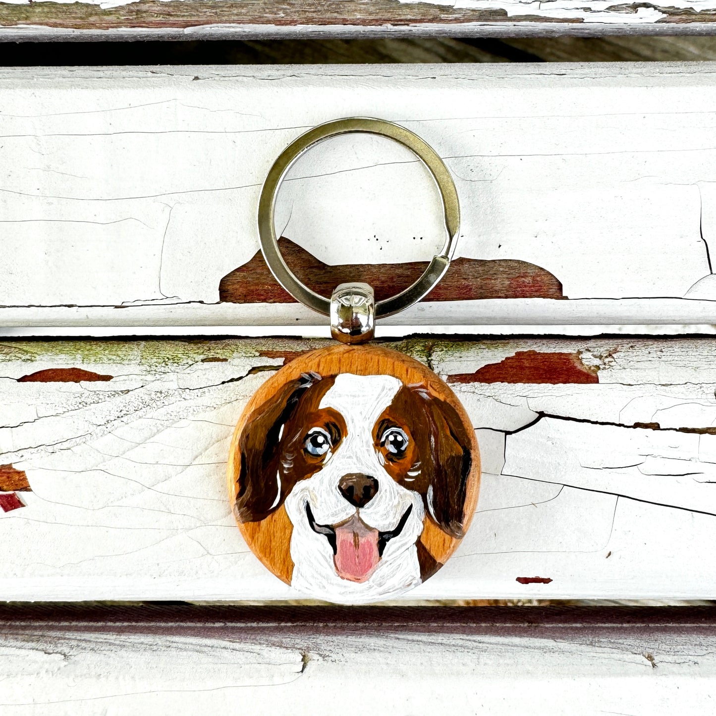 Custom Pet Portrait Wood Keychain