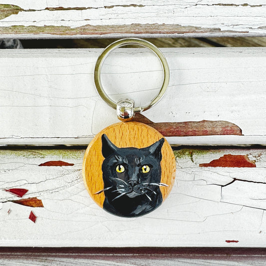 Custom Pet Portrait Wood Keychain
