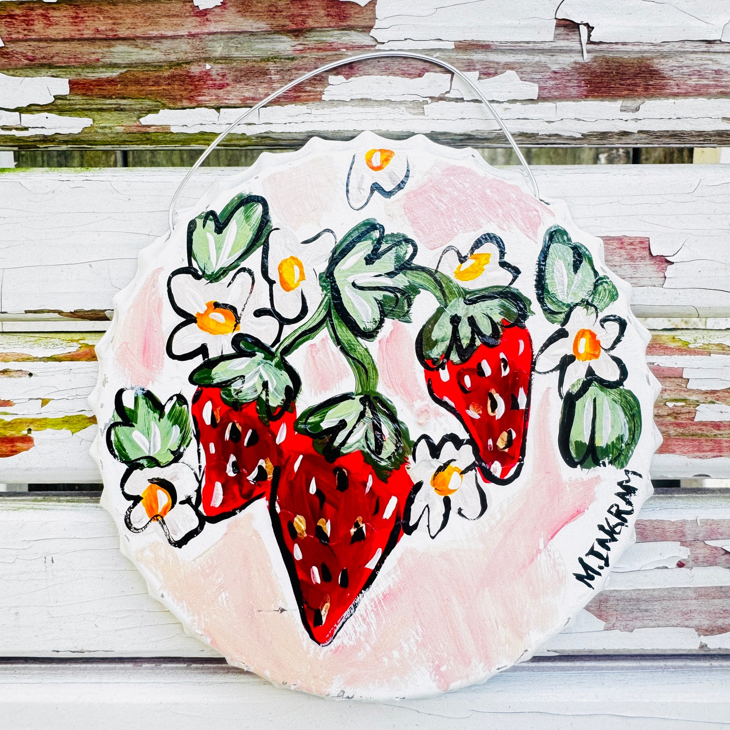 Small Strawberry Tin Painting