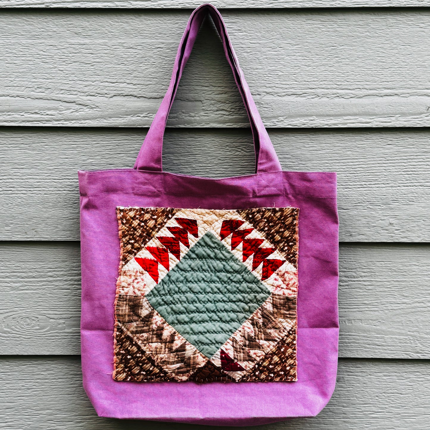 Quilted Pink Canvas Tote #1