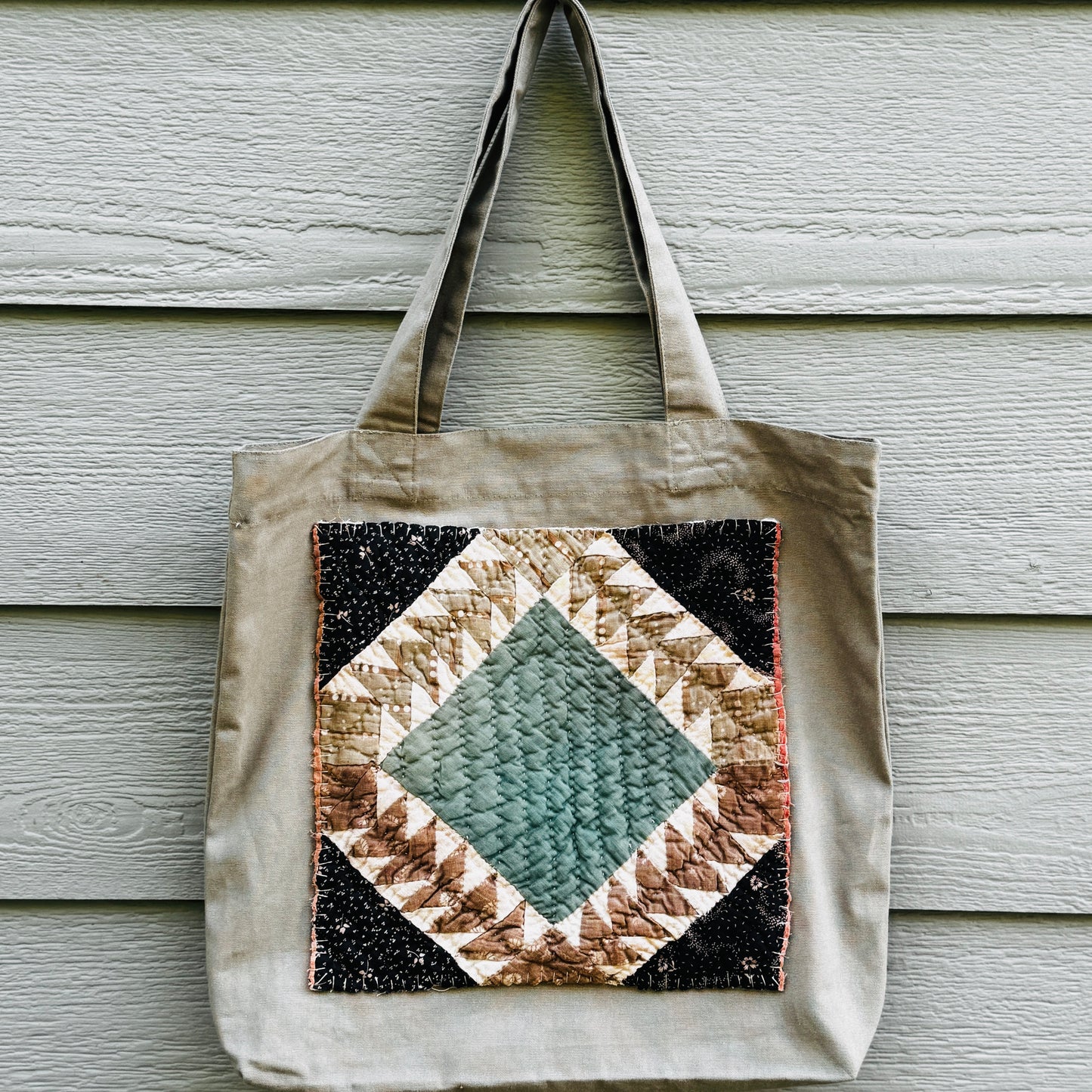 Quilted Green Canvas Tote #1
