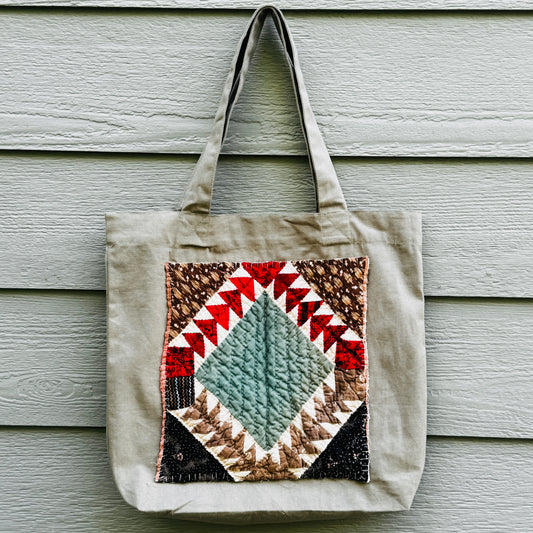 Quilted Green Canvas Tote #2