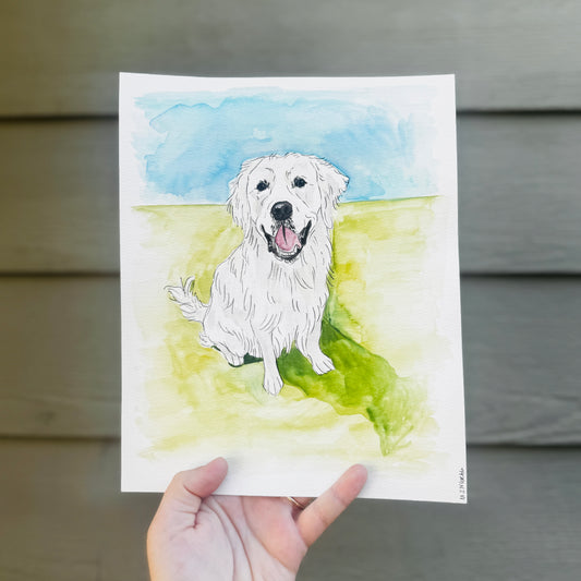 Watercolor Pet Portrait 8x10