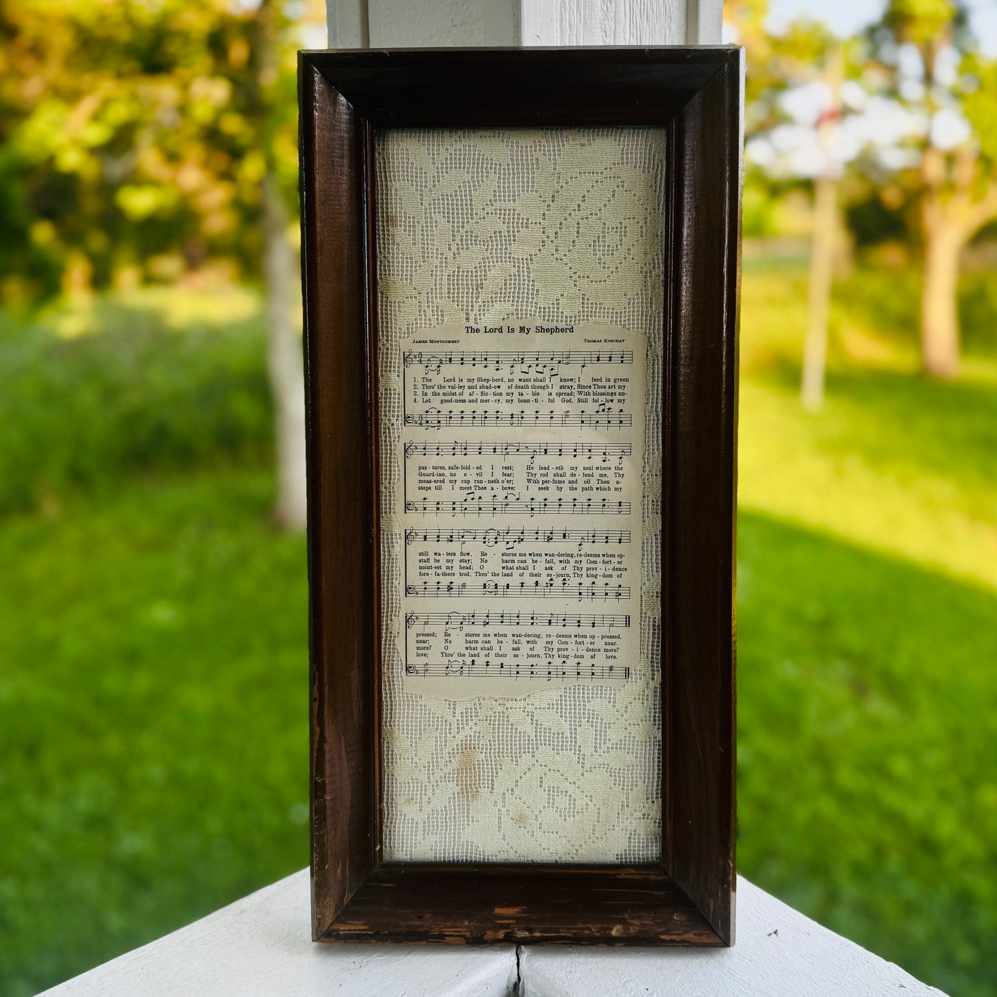 Wood Frame with Hymn and Quilt inside