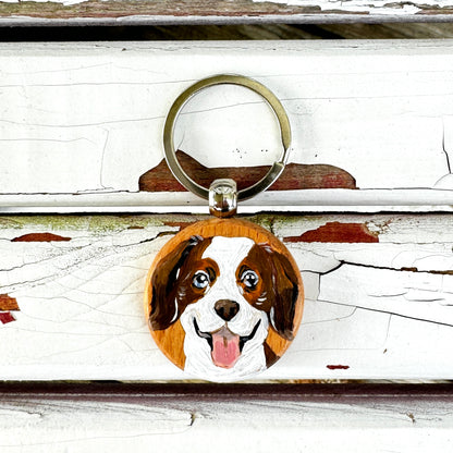 Custom Pet Portrait Wood Keychain