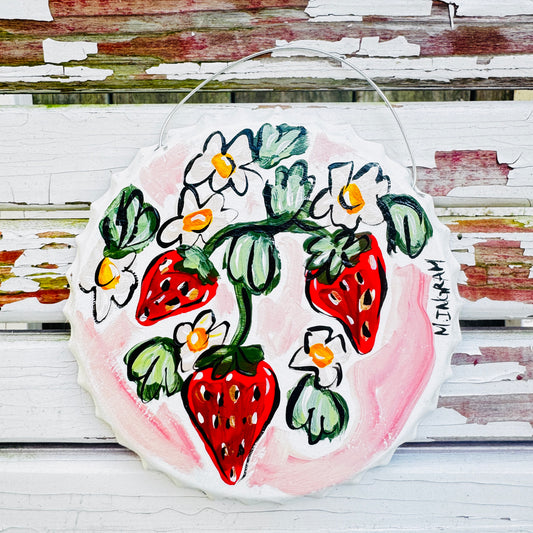 Small Strawberry Tin Painting