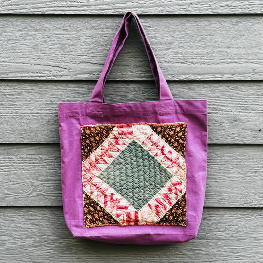 Quilted Pink Canvas Tote #2