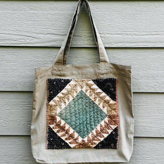 Quilted Green Canvas Tote #1
