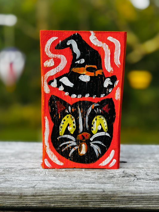Wooden Kitty Witch