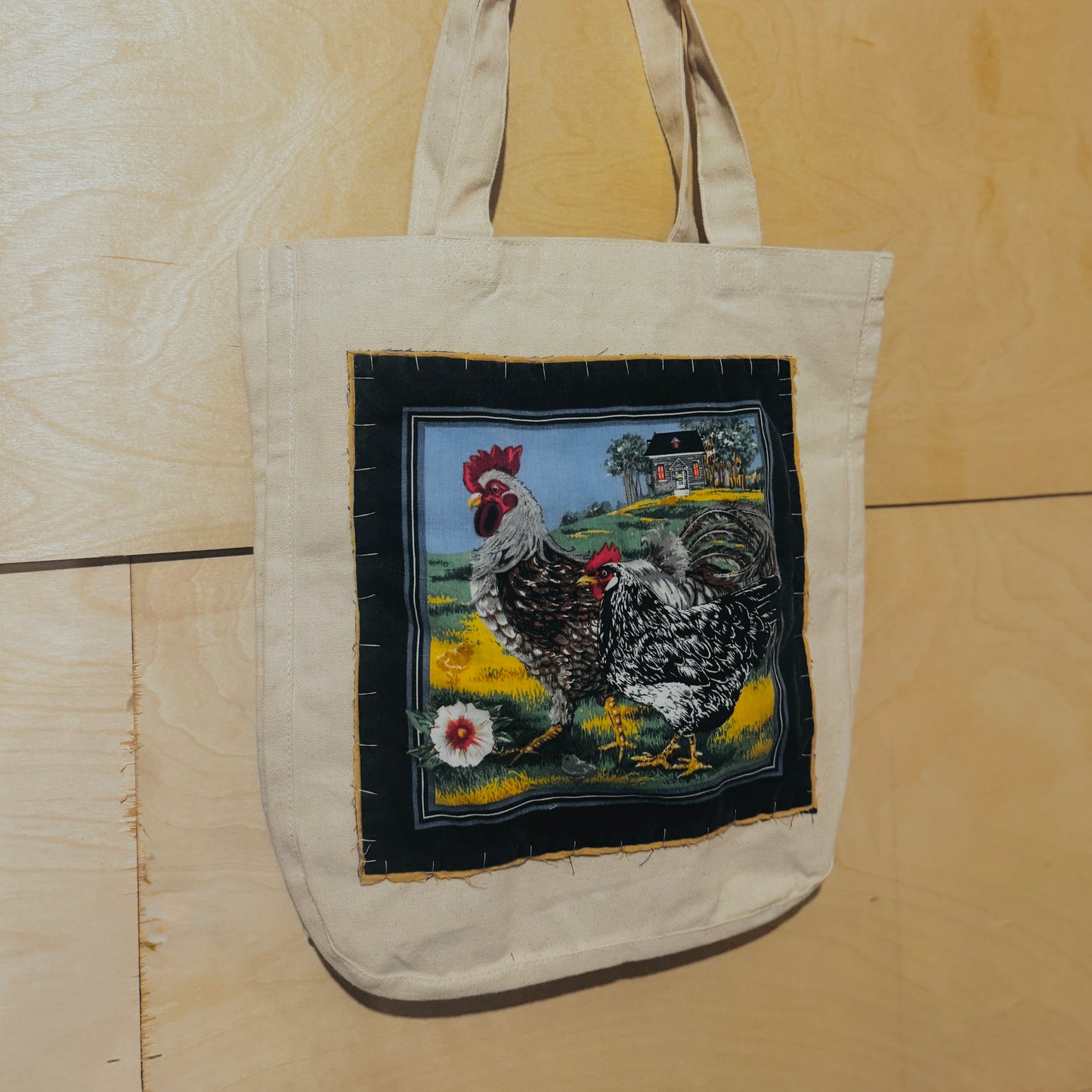 Vintage Chicken Quilt Tote