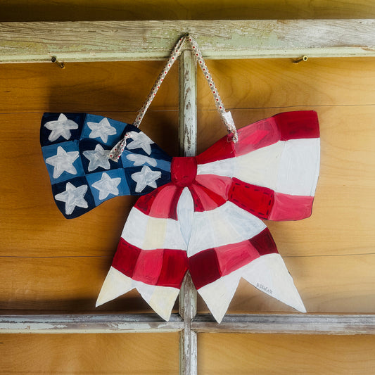 Flag Quilt Bow Door Hanger