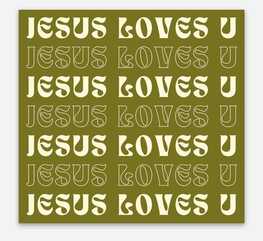 Jesus Loves U Sticker
